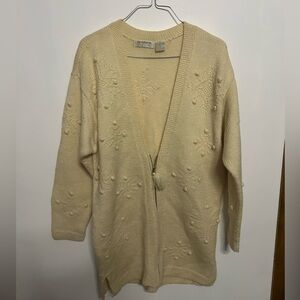 Vintage Liz Claiborne Wool Textured Cream Cardigan